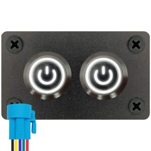 ProRide Metalen drukschakelaars in Tweevoudig inbouwpaneel 220V ON-OFF - 19mm - IP67 - LED indicatie Wit