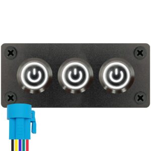 ProRide Metalen drukschakelaars in Drievoudig inbouwpaneel 220V ON-OFF - 19mm - IP67 - LED indicatie Wit