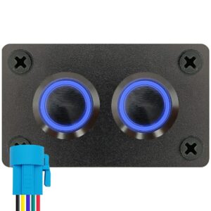 ProRide Metalen drukschakelaars in Tweevoudig inbouwpaneel 220V ON-OFF - 19mm - IP67 - LED indicatie Blauw