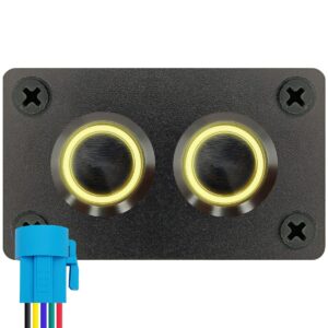 ProRide Metalen drukschakelaars in Tweevoudig inbouwpaneel 220V ON-OFF - 19mm - IP67 - LED indicatie Geel