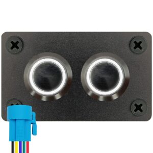 ProRide Metalen drukschakelaars in Tweevoudig inbouwpaneel 220V ON-OFF - 19mm - IP67 - LED indicatie Wit