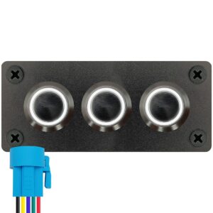 ProRide Metalen drukschakelaars in Drievoudig inbouwpaneel 220V ON-OFF - 19mm - IP67 - LED indicatie Wit