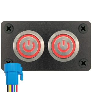 ProRide Metalen pulsschakelaar 12-24V OFF-(ON) - Inbouwpaneel tweevoudig - 22mm - IP67 - LED indicatie Rood