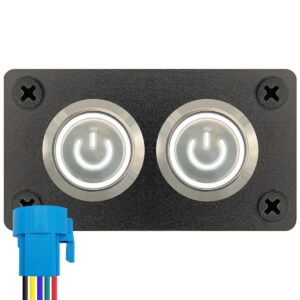 ProRide Metalen pulsschakelaar 12-24V OFF-(ON) - Inbouwpaneel tweevoudig - 22mm - IP67 - LED indicatie Wit