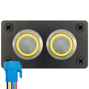 ProRide Metalen pulsschakelaar 220V OFF-(ON) - Inbouwpaneel tweevoudig - 22mm - IP67 - LED indicatie Geel