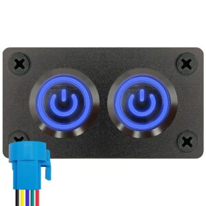 ProRide Metalen pulsschakelaar 12-24V OFF-(ON) - Inbouwpaneel tweevoudig - 22mm - IP67 - LED indicatie Blauw