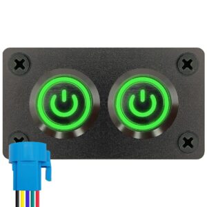 ProRide Metalen pulsschakelaar 12-24V OFF-(ON) - Inbouwpaneel tweevoudig - 22mm - IP67 - LED indicatie Groen