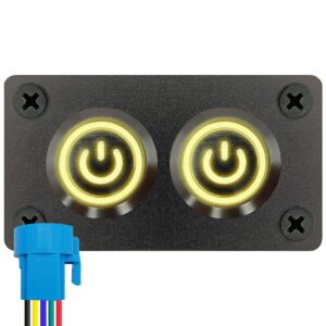 ProRide Metalen pulsschakelaar 12-24V OFF-(ON) - Inbouwpaneel tweevoudig - 22mm - IP67 - LED indicatie Geel