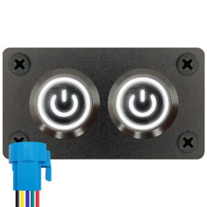 ProRide Metalen drukschakelaar 12-24V ON-OFF - Inbouwpaneel tweevoudig - 22mm - IP67 - LED indicatie Wit