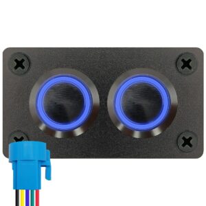 ProRide Metalen pulsschakelaar 12-24V OFF-(ON) - Inbouwpaneel tweevoudig - 22mm - IP67 - LED indicatie Blauw