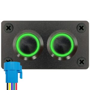 ProRide Metalen pulsschakelaar 12-24V OFF-(ON) - Inbouwpaneel tweevoudig - 22mm - IP67 - LED indicatie Groen