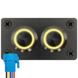 ProRide Metalen pulsschakelaar 12-24V OFF-(ON) - Inbouwpaneel tweevoudig - 22mm - IP67 - LED indicatie Geel