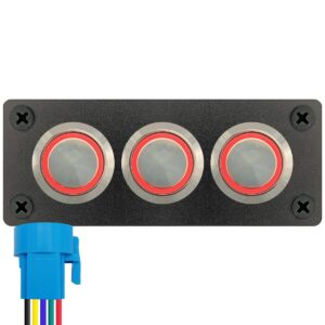 ProRide Metalen pulsschakelaar 12-24V OFF-(ON) - Inbouwpaneel drievoudig - 22mm - IP67 - LED indicatie Rood