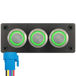 ProRide Metalen drukschakelaar 220V ON-OFF - Inbouwpaneel drievoudig - 22mm - IP67 - LED indicatie Groen