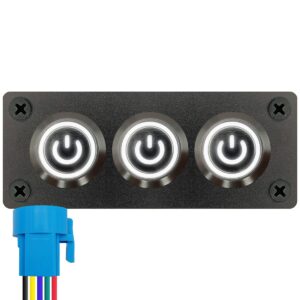 ProRide Metalen pulsschakelaar 12-24V OFF-(ON) - Inbouwpaneel drievoudig - 22mm - IP67 - LED indicatie Wit