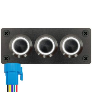 ProRide Metalen pulsschakelaar 12-24V OFF-(ON) - Inbouwpaneel drievoudig - 22mm - IP67 - LED indicatie Wit