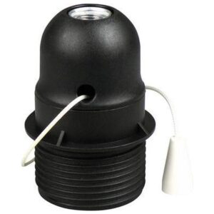 Lamphouder met trekschakelaar + Ring - E27 - Zwart