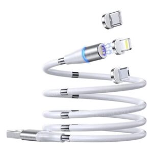 VLTG USB kabel Magnetisch - 3 in 1 - 8 Pin/USB-C/Micro - 1m - Wit