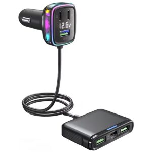 ProRide Autolader 6 Poorten met Voltmeter - QC3.0 - USB-A en USB Type-C - GC05 - Zwart