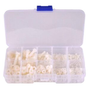 Nylon Schroeven set - Ronde Kop - Wit - M2 & M3 - 300-delig - Inclusief Moeren - Kunststof Bouten Set