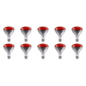 Asalite Infrarood Warmtelamp Rood R125 E27 - 100W - Rode Infraroodlamp - Ø125mm - 10 stuks