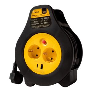 Technik Kabelhaspel 2x stopcontacten + 1x USB-A + 1x USB-C - 3G1.5mm2 H05VV-F - 16A - 10 meter