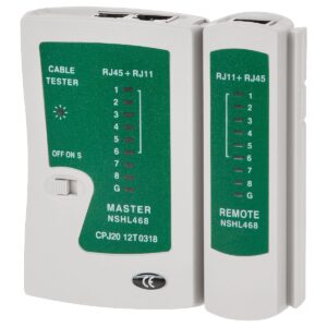 Kabeltester - Netwerktester - RJ45/RJ11/RJ12 - NSHL468 - Groen
