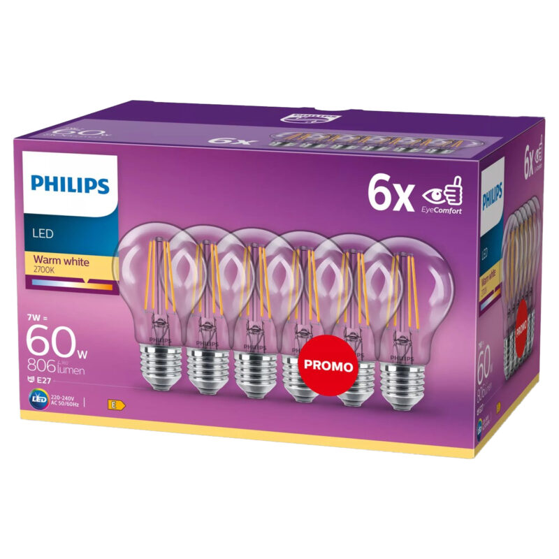 Philips Classic LEDbulb A60 E27 7W_6-pack_1