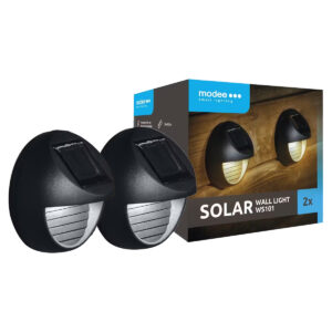 Modee Solar Buitenlamp LED - Wandlamp op Zonne Energie - IP44 - ø 8cm - Warm Wit Licht - 1x Set van 2 stuks