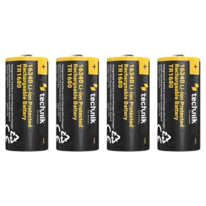 Technik Oplaadbare Lithium Batterij - Li-ion - 16340 / RCR123 / TR1680 - 800mAh  - 3.7V - 4 stuks