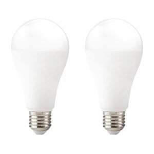 Kobi LED Lamp E27 15W - 1500lm - 3000K - 230V - Standaardvorm - Voor Grote Armaturen, Eetkamer of Woonruimte - 2 stuks