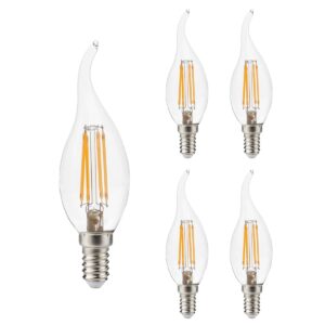 Kobi LED Filamentlamp E14 4W - 470lm - 3000K - 360° - 230V - Druppelvorm - Voor Nachtlamp, Wandlamp of Tafellamp - 5 stuks