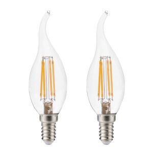 Kobi LED Filamentlamp E14 4W - 470lm - 3000K - 360° - 230V - Druppelvorm - Voor Nachtlamp, Wandlamp of Tafellamp - 2 stuks