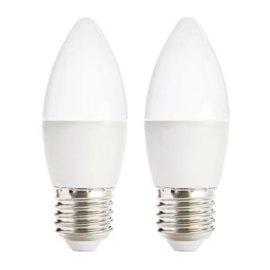 Kobi LED Lamp E27 6W - 470lm - 4000K - 230V - Voor Woonruimte, Keuken of Toilet - Kaarsvorm - 2 stuks