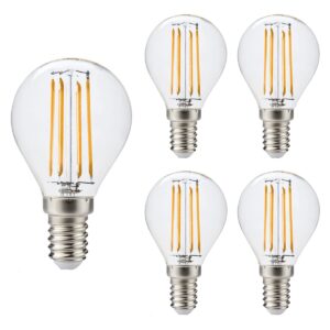 Kobi LED Filamentlamp E14 4W - 470lm - 3000K - 360° - 230V - Kaarsvorm - Voor Kroonluchter, Slaapkamer of Wandlamp - 5 stuks