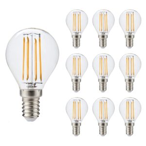 Kobi LED Filamentlamp E14 4W - 470lm - 3000K - 360° - 230V - Kaarsvorm - Voor Kroonluchter, Slaapkamer of Wandlamp - 10 stuks