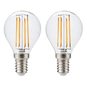 Kobi LED Filamentlamp E14 4W - 470lm - 3000K - 360° - 230V - Kaarsvorm - Voor Kroonluchter, Slaapkamer of Wandlamp - 2 stuks
