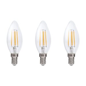 Kobi LED Filamentlamp E14 4W - 470lm - 3000K - 360° Licht - 230V - Kleine Bolvorm - Voor Sfeerverlichting in Lampenkappen of Nissen - 3 stuks