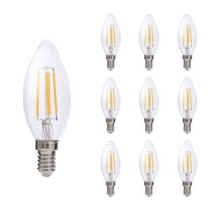 Kobi LED Filamentlamp E14 4W - 470lm - 3000K - 360° Licht - 230V - Kleine Bolvorm - Voor Sfeerverlichting in Lampenkappen of Nissen - 10 stuks