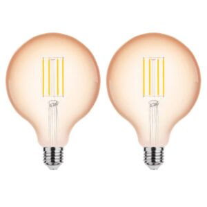 Modee E27 LED Lamp Dimbaar 4W - 300lm - 1800K - Warm Wit - LED Filament Amber Globe G125 - Vervangt 28W Halogeen Gloeilamp - 2 stuks