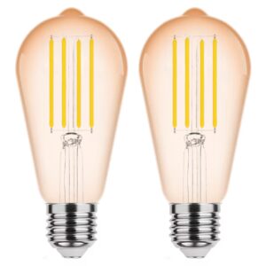Modee E27 LED Lamp Dimbaar 4W - 300lm - 1800K - Warm Wit - LED Filament Amber ST64 - Vervangt 28W Halogeen Gloeilamp - 2 stuks