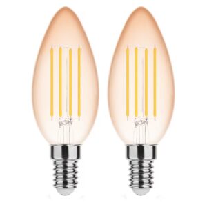 Modee E14 LED Lamp 4W - 360lm - 1800K - Warm Wit - LED Filament Amber Kaarslamp B35 - Vervangt 33W Halogeen Gloeilamp - 2 stuks