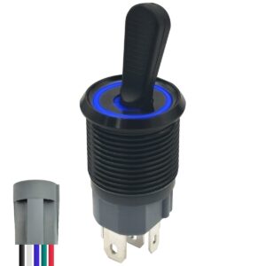 ProRide Metalen Tuimelschakelaar 12-24V OFF-ON met Aansluitkabel - Inbouw - 16mm - LED indicatie Blauw