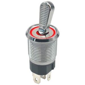 ProRide Metalen Tuimelschakelaar 12-24V OFF-ON - Inbouw - 16mm - LED indicatie Rood