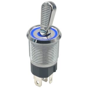 ProRide Metalen Tuimelschakelaar 12-24V OFF-ON - Inbouw - 16mm - LED indicatie Blauw