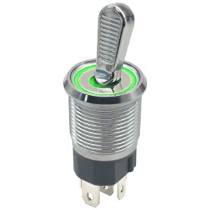 ProRide Metalen Tuimelschakelaar 12-24V OFF-ON - Inbouw - 16mm - LED indicatie Groen