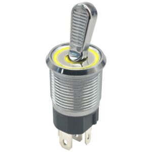 ProRide Metalen Tuimelschakelaar 12-24V OFF-ON - Inbouw - 16mm - LED indicatie Geel