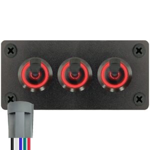 ProRide Metalen Tuimelschakelaar 12-24V OFF-ON - Drievoudig Inbouwpaneel - 16mm - LED indicatie Rood