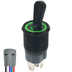 ProRide Metalen Tuimelschakelaar 12-24V OFF-ON met Aansluitkabel - Inbouw - 16mm - LED indicatie Groen