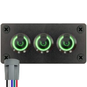 ProRide Metalen Tuimelschakelaar 12-24V OFF-ON - Drievoudig Inbouwpaneel - 16mm - LED indicatie Groen